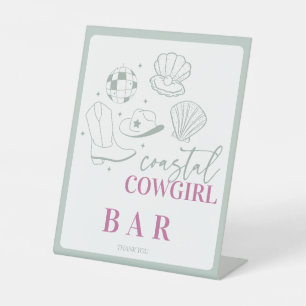 Moderne nautische kust Cowgirl Bachelorette Party Reclamebord Met Voetstuk