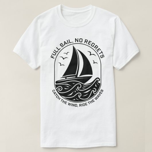 Moderne nautische Logo met zeilbootscène T-shirt (Design voorkant)