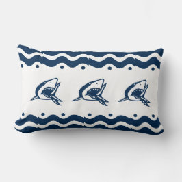 Moderne nautische marine blauw en witte haai kussen