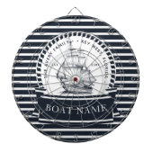 Moderne nautische marine blauw gepersonaliseerd dartbord (Voorkant)