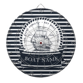 Moderne nautische marine blauw gepersonaliseerd dartbord