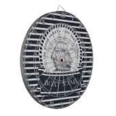 Moderne nautische marine blauw gepersonaliseerd dartbord (Voorkant Links)