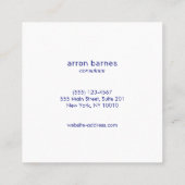 Moderne nautische marine blauw gestreept vierkante visitekaartje (Achterkant)