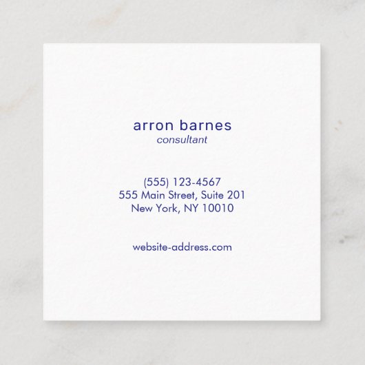 Moderne nautische marine blauw gestreept vierkante visitekaartje (Achterkant)