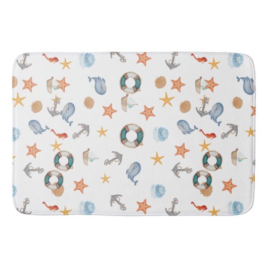 Moderne nautische octopus strand oceanische anker  badmat (Voorkant)