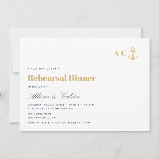 Moderne nautische repetitie diner uitnodiging (Voorkant)