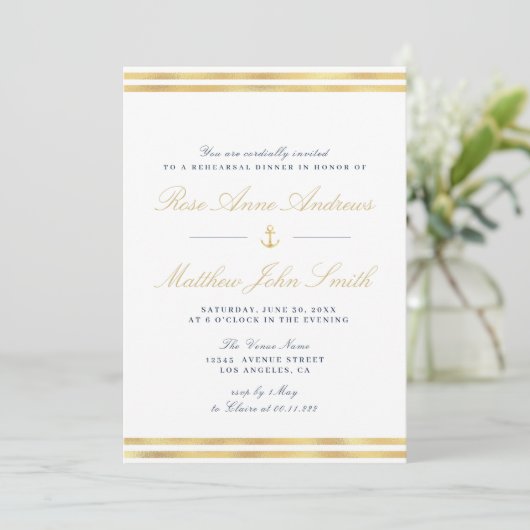 Moderne nautische repetitie diner uitnodiging (Staand voorkant)