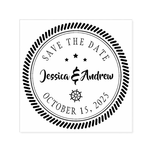 Moderne nautische Save the Date Bruiloft Zelfinktende Stempel (Design)