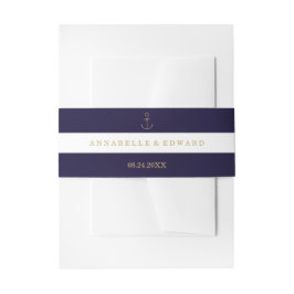 Moderne nautische strepen bruiloft Belly Band Uitnodigingen Wikkel