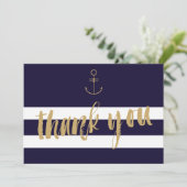 Moderne nautische strepen bruiloft dank u bedankkaart (Staand voorkant)