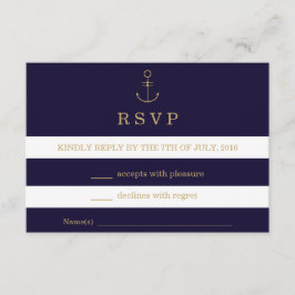 Moderne nautische strepen bruiloft RSVP-kaart RSVP Kaartje