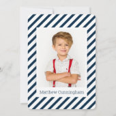 Moderne nautische strepen communie uitnodiging (Achterkant)