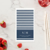 Moderne nautische strepen Paar Monogram Bruiloft Servet (Insitu)