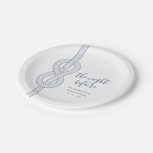 Moderne Nautische Touw Repetitie Diner Wedding Papieren Bordje (Gekanteld)