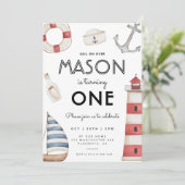 Moderne Nautische Verjaardagsfeestzeilboot Kaart (Staand voorkant)