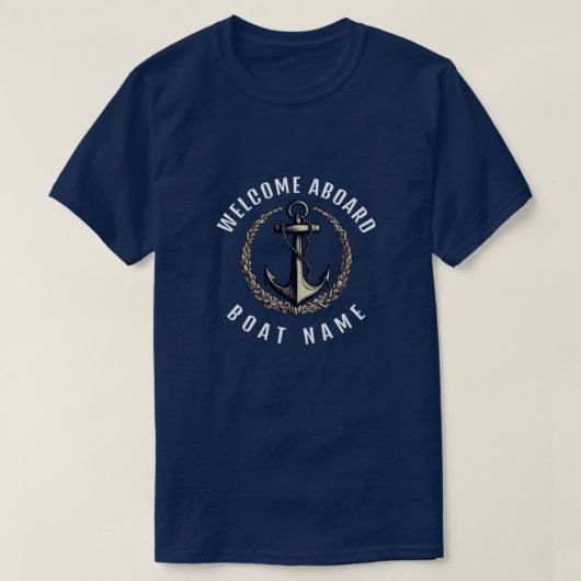 Moderne nautische welkom aan boord van het schip n t-shirt (Design voorkant)