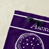 Moderne nautische witte octopus oceaan paarse strandlaken (In situ)