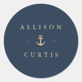 Moderne nautische zee bruiloft sticker (Voorkant)