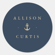 Moderne nautische zee bruiloft sticker