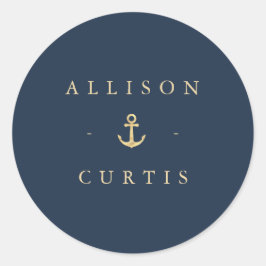 Moderne nautische zee bruiloft sticker