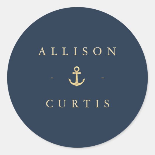 Moderne nautische zee bruiloft sticker (Voorkant)