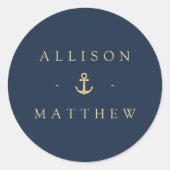 Moderne nautische zee bruiloft sticker (Voorkant)