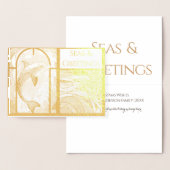 Moderne Nautische Zeeen & Groeten Dolfijn Folie Kaarten (Display)