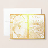 Moderne Nautische Zeeen & Groeten Dolfijn Folie Kaarten (Voorkant met envelop)