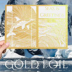 Moderne nautische Zeeen & Groeten, Orka walvis Folie Kaarten