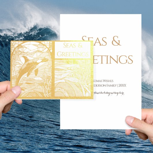 Moderne nautische Zeeen & Groeten, Orka walvis Folie Kaarten