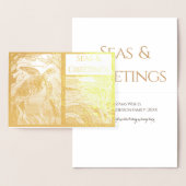 Moderne nautische Zeeen & Groeten, Zee Turtle Folie Kaarten (Display)