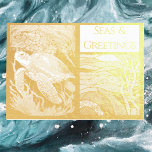 Moderne nautische Zeeen & Groeten, Zee Turtle Folie Kaarten<br><div class="desc">Als u op zoek bent naar een uniek elegante vakantie-Kaart met oceaanthema. Niets is stijlvoller dan deze Modern Nautical Zeeen & Greetings,  Zee Turtle Folie Holiday Kaart</div>