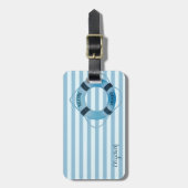 Moderne Nautische Zeeman Reddingsboei,Strepen Bagagelabel (Voorkant verticaal)