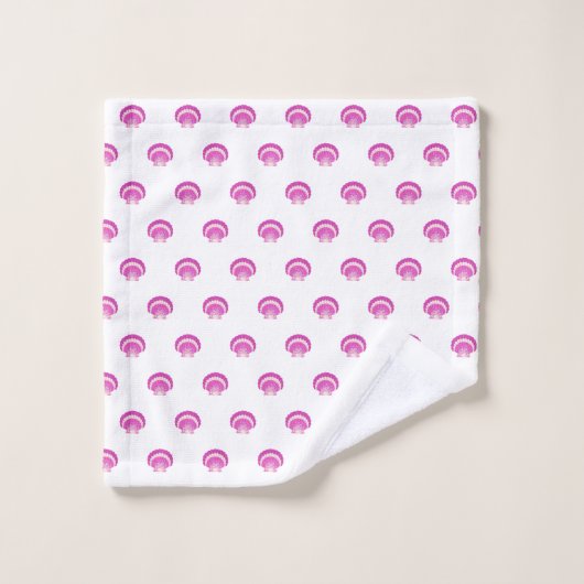 Moderne Nautische Zeeschelp Roze Schelp Strand Bad Bad Handdoek (Wasdoekje)