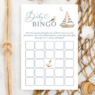 Moderne nautische zeilboot Baby shower spel BINGO Flyer