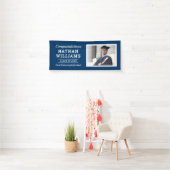 Moderne Navy Aangepaste Afstudeerfoto Spandoek (Insitu)