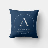 Moderne Navy Blau Eenvoudig Familienaam Monogram Kussen (Voorkant)