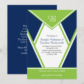 Moderne Navy Blau Lime Groen Trouwfeest Kaart (Voorkant / Achterkant)