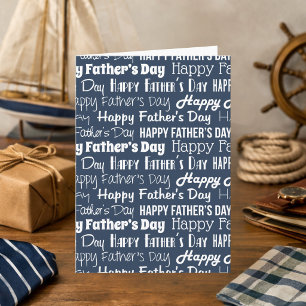 Moderne Navy Blau Witte Typografie Vaderdag Kaart