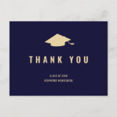Moderne Navy Blauw Gouden Foto Bedankt Briefkaart (Voorkant)
