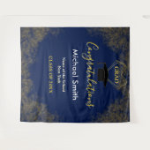 Moderne Navy Blauw Klasse Gouden Afstudeerfoto Ach Wandkleed (Voorkant (horizontaal))