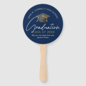 Moderne Navy Blauwe Aangepaste Afstudeerfeest Handwaaier (Voorkant)