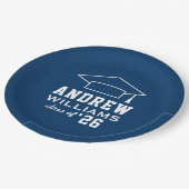 Moderne Navy Blauwe Aangepaste Afstudeerfeest Papieren Bordje (Gekanteld)