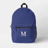 Moderne Navy Blauwe Aangepaste Monogram Naam Rugza Bedrukte Rugzak (Voorkant)
