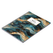 Moderne Navy Blauwe Abstracte Winter Glitter Patro Notitieboek (Linkerzijde)