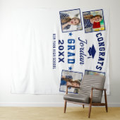 Moderne Navy Blauwe Afstudeer 4 Foto Booth Achterg Wandkleed (In Situ (horizontaal))