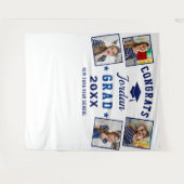 Moderne Navy Blauwe Afstudeer 4 Foto Booth Achterg Wandkleed (Voorkant (horizontaal))
