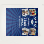 Moderne Navy Blauwe Afstudeer 4 Photo Booth Achter Wandkleed (Voorkant (horizontaal))