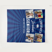 Moderne Navy Blauwe Afstudeer 4 Photo Booth Achter Wandkleed (Voorkant (horizontaal))