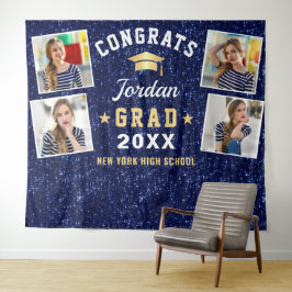 Moderne Navy Blauwe Afstudeer 4 Photo Booth Achter Wandkleed